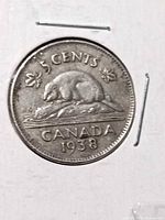 Reverse side showing beaver, denomination, country and date