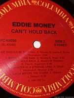 Close-up of red Columbia label, side 2 track list visible
