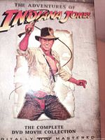 Front of Indiana Jones DVD box set showing title and artwork