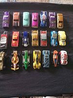 All 20 die-cast cars arranged in four rows of five
