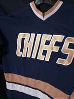 Close-up of CHIEFS lettering on chest