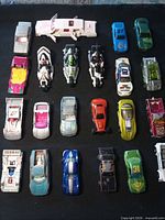 overhead view showing entire assortment of die-cast vehicles