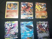 All six Pokémon cards laid out for overview