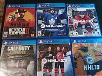 All six PS4 game cases laid out