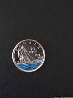 Reverse side showing Bluenose design with colourized water and inscriptions