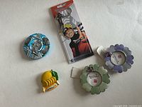 Front view of all five items