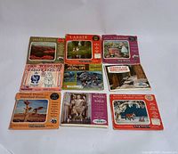 Front view showing all nine View-Master reel sleeves