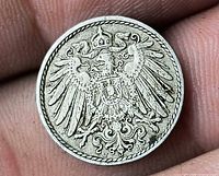Imperial eagle reverse of 1905 German 5 Pfennig coin