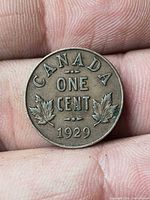 Reverse showing CANADA ONE CENT 1929 and maple leaves