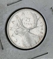 Reverse of 1948 Canada 25-cent coin in 2×2 holder