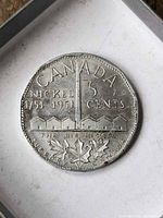 Obverse showing CANADA NICKEL 1751 1951 5 CENTS design