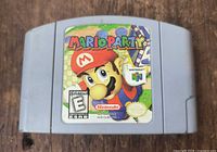 Front of Mario Party N64 cartridge showing label condition