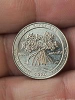 Reverse of 2020 Salt River Bay quarter showing mangrove design, legends and date