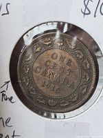 Reverse of 1915 Canada large cent in flip