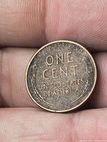 Reverse side showing ONE CENT and wheat ears