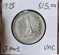 Obverse of coin with federal eagle and date 1975 G