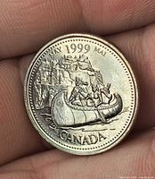 Reverse side showing May 1999 Canoe design and CANADA legend