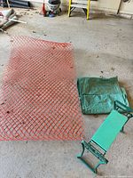 snow fence, tarp, garden bench overview