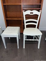 Full view of chair and stool together