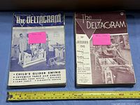 Front covers of two issues, measuring tape shows 6" width, post-it notes indicate 1945-48 and January 1940
