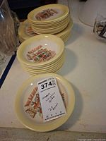 Stack of plates with lot tag visible