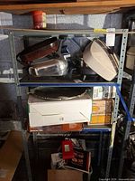Full view of steel shelf with contents (contents excluded)
