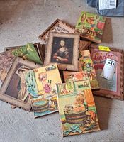 Group overview of all 11 wood plaques and frames