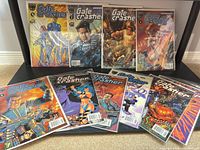 Front view of all ten Gatecrasher comics showing covers and titles