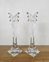Front view of both crystal candlestick holders