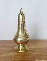 Full view of brass sugar caster front profile