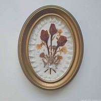 Front view showing entire framed pressed flower artwork