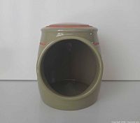 Front view showing wide opening and interior