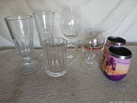 Full group of 7 assorted glasses and tumblers