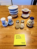 All tableware items grouped on tabletop