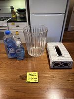 All four bathroom accessory items displayed together on countertop