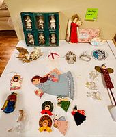 Tabletop view showing all assorted angel figurines and ornaments