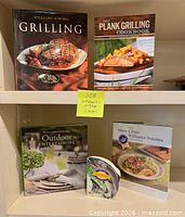 Front view of all five grilling and outdoor entertaining cookbooks