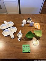 All nine pieces laid out on countertop