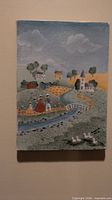 Full view of naive pastoral canvas painting