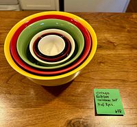 Nest of seven glazed ceramic bowls stacked