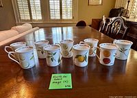 Nine Queen's Fruits du Soleil mugs front view