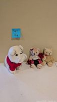 Front view of the three UGA-themed plush animals