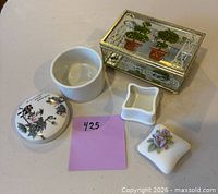 All three trinket boxes shown with lids removed where applicable