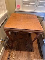 Top view of square solid wood end table