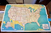 Entire unfolded map laid flat showing main U.S. map, Alaska and Hawaii insets, border, fold lines