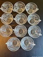 Overhead view showing all 11 clear starburst cups