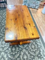 Top view showing honey finish, knot marks, rectangular shape