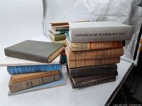Overall view of both stacks of vintage zoology and entomology books