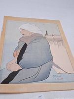 Full view of the Jacoulet woodblock print on mat