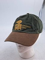 Front view green cap showing embroidery